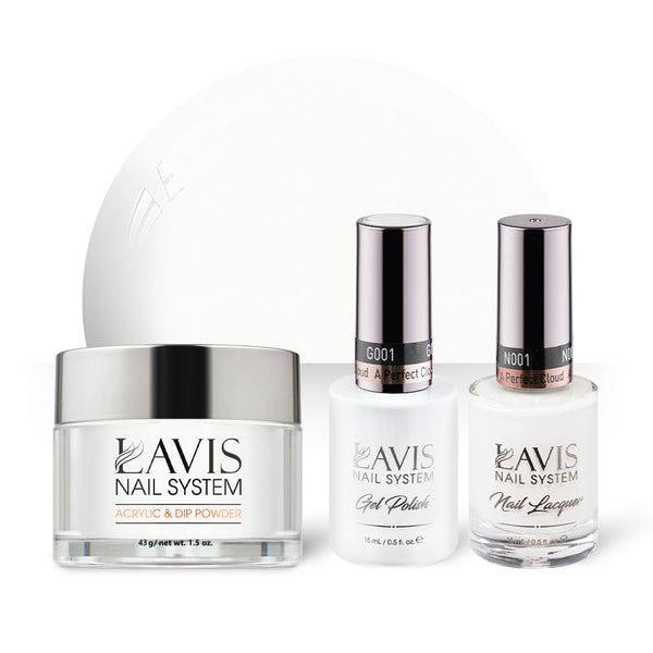 LAVIS 3 in 1 - 001 A Perfect Cloud - Acrylic & Dip Powder, Gel & Lacquer by LAVIS NAILS sold by DTK Nail Supply