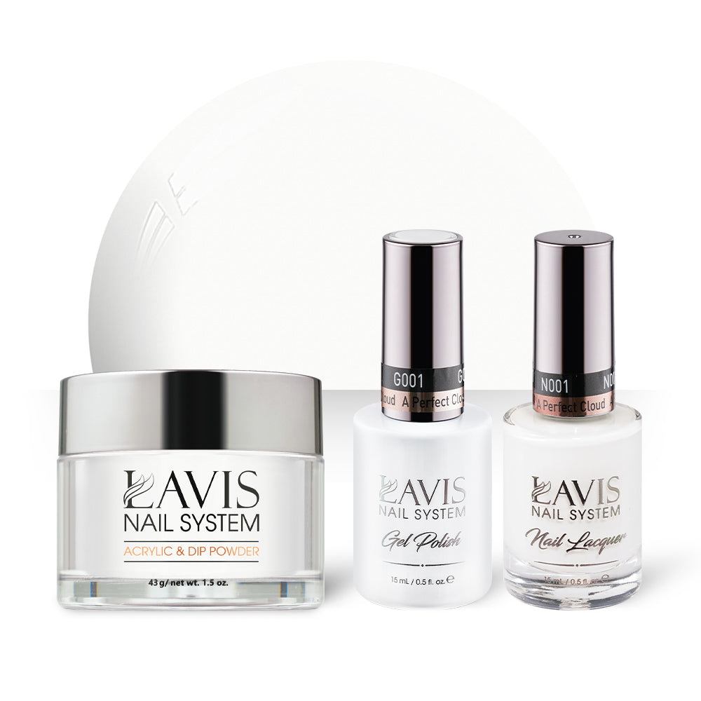 LAVIS 3 in 1 - 001 A Perfect Cloud - Acrylic & Dip Powder, Gel & Lacquer by LAVIS NAILS sold by DTK Nail Supply