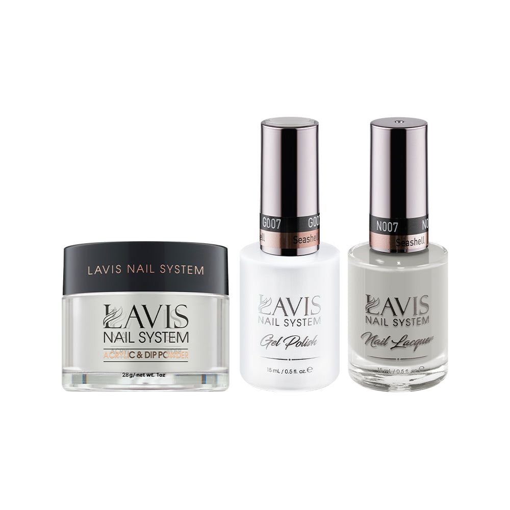 LAVIS 3 in 1 - 007 Seashell - Acrylic & Dip Powder, Gel & Lacquer by LAVIS NAILS sold by DTK Nail Supply