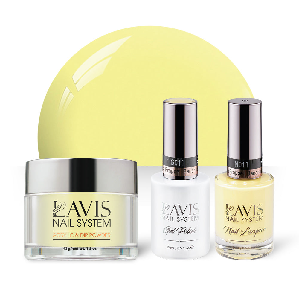 LAVIS 3 in 1 - 011 Banana Frappe - Acrylic & Dip Powder, Gel & Lacquer by LAVIS NAILS sold by DTK Nail Supply