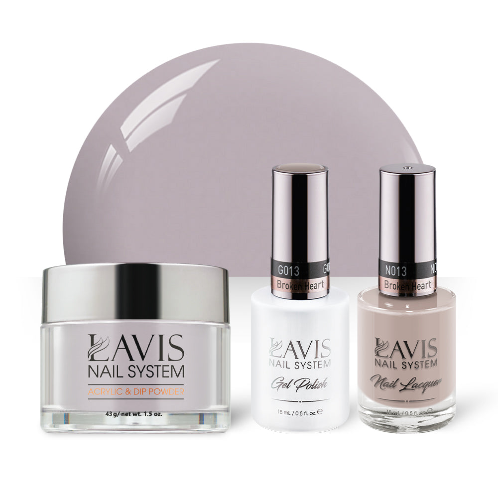 LAVIS 3 in 1 - 013 Broken Heart - Acrylic & Dip Powder, Gel & Lacquer by LAVIS NAILS sold by DTK Nail Supply