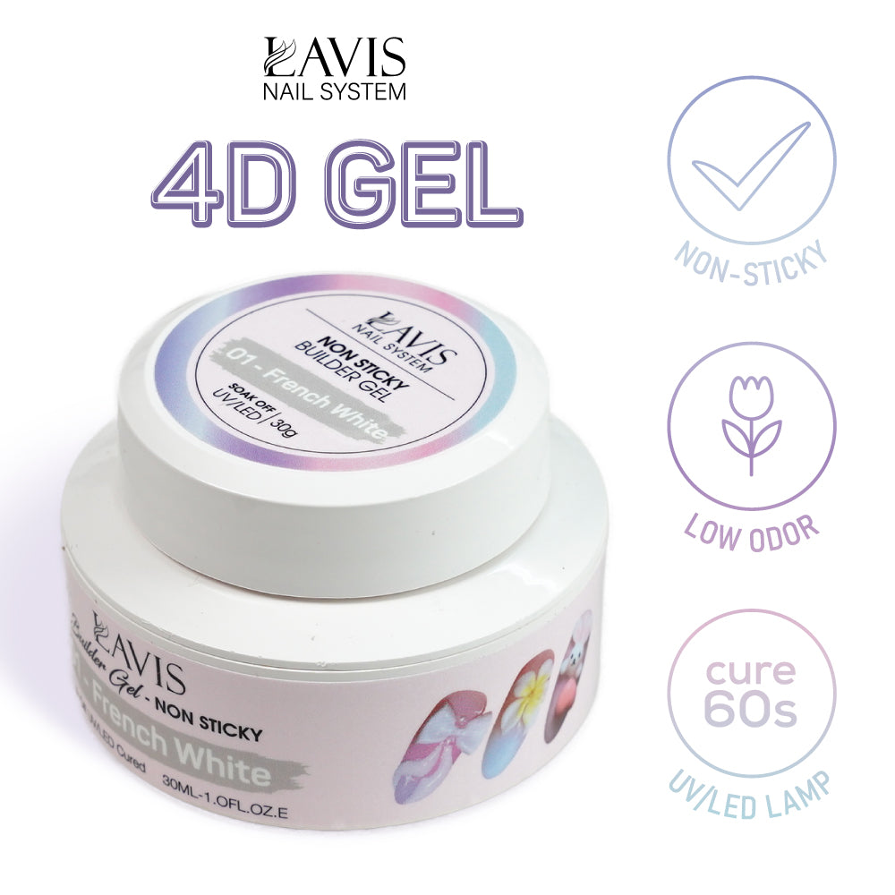 LAVIS Builder Gel Jar Non Sticky - 01 French White 15g
