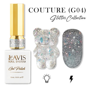 LAVIS Glitter G04 - 01 - Gel Polish 0.5 oz - Couture Collection by LAVIS NAILS sold by DTK Nail Supply