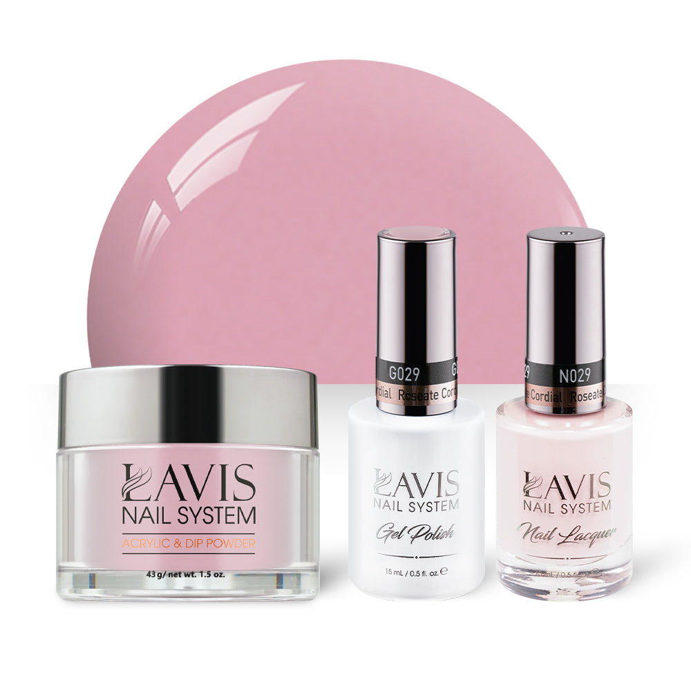 LAVIS 3 in 1 - 029 Roseate Cordial - Acrylic & Dip Powder, Gel & Lacquer by LAVIS NAILS sold by DTK Nail Supply