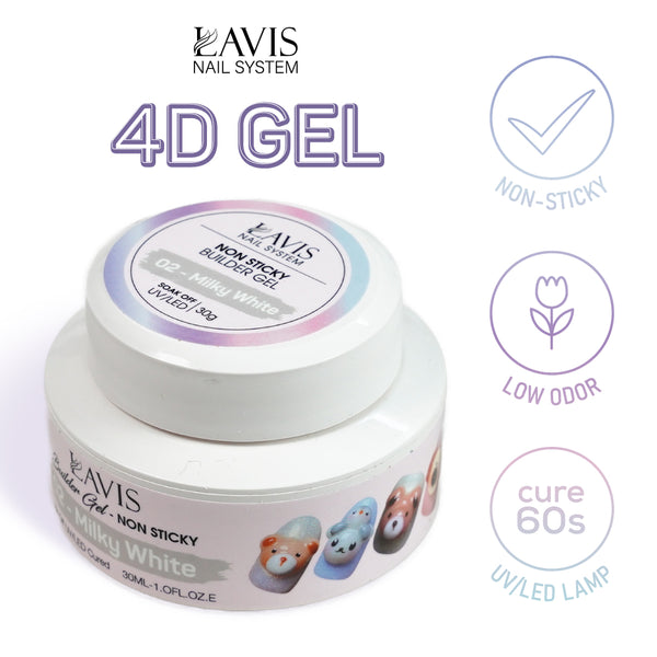 LAVIS Builder Gel Jar Non Sticky - 02 Milky White 15g