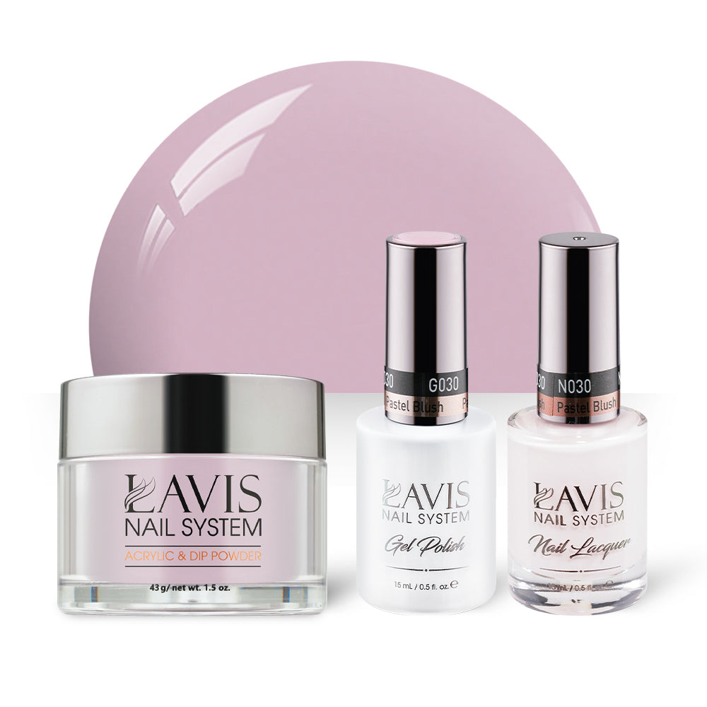 LAVIS 3 in 1 - 030 Pastel Blush - Acrylic & Dip Powder, Gel & Lacquer by LAVIS NAILS sold by DTK Nail Supply