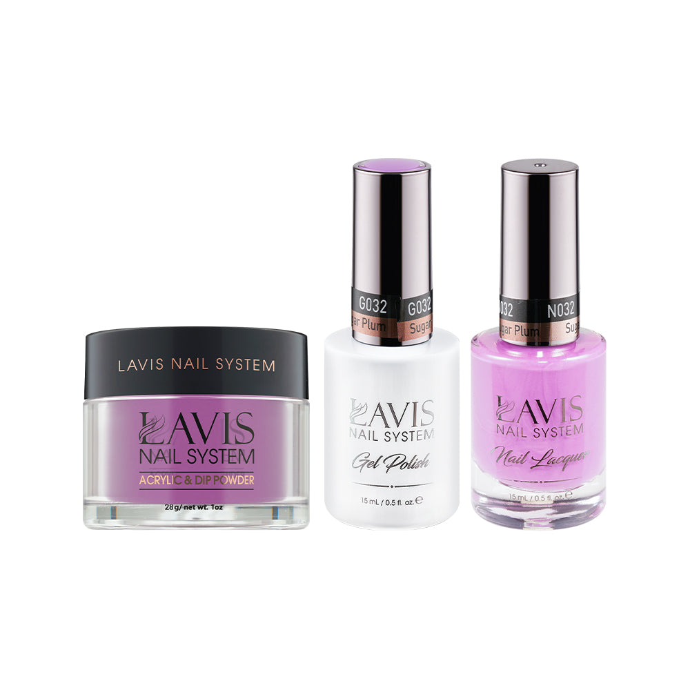 LAVIS 3 in 1 - 032 Sugar Plum - Acrylic & Dip Powder, Gel & Lacquer by LAVIS NAILS sold by DTK Nail Supply