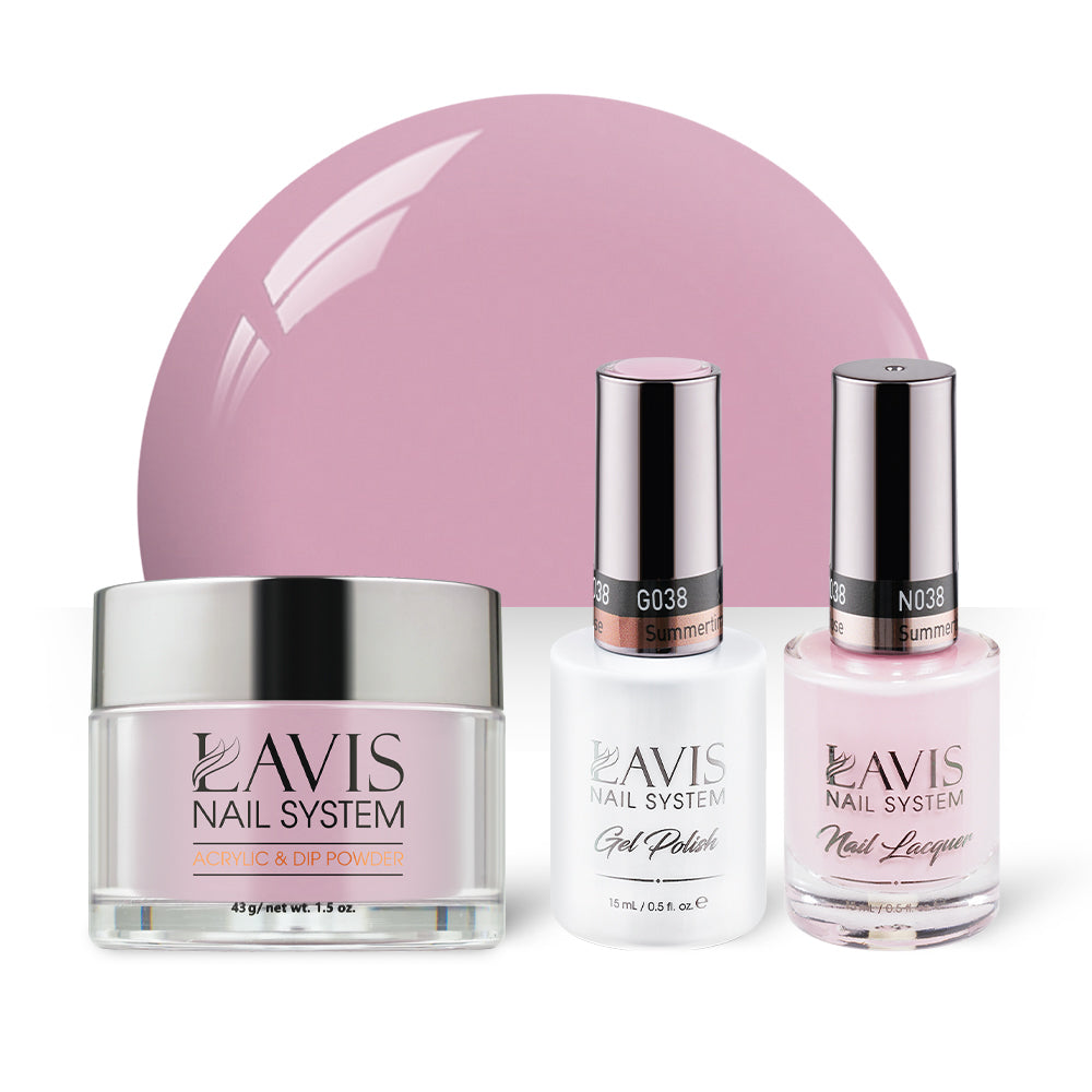 LAVIS 3 in 1 - 038 Summertime Rose - Acrylic & Dip Powder, Gel & Lacquer by LAVIS NAILS sold by DTK Nail Supply