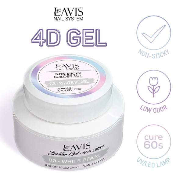 LAVIS Builder Gel Jar Non Sticky - 03 Pearl White 15g