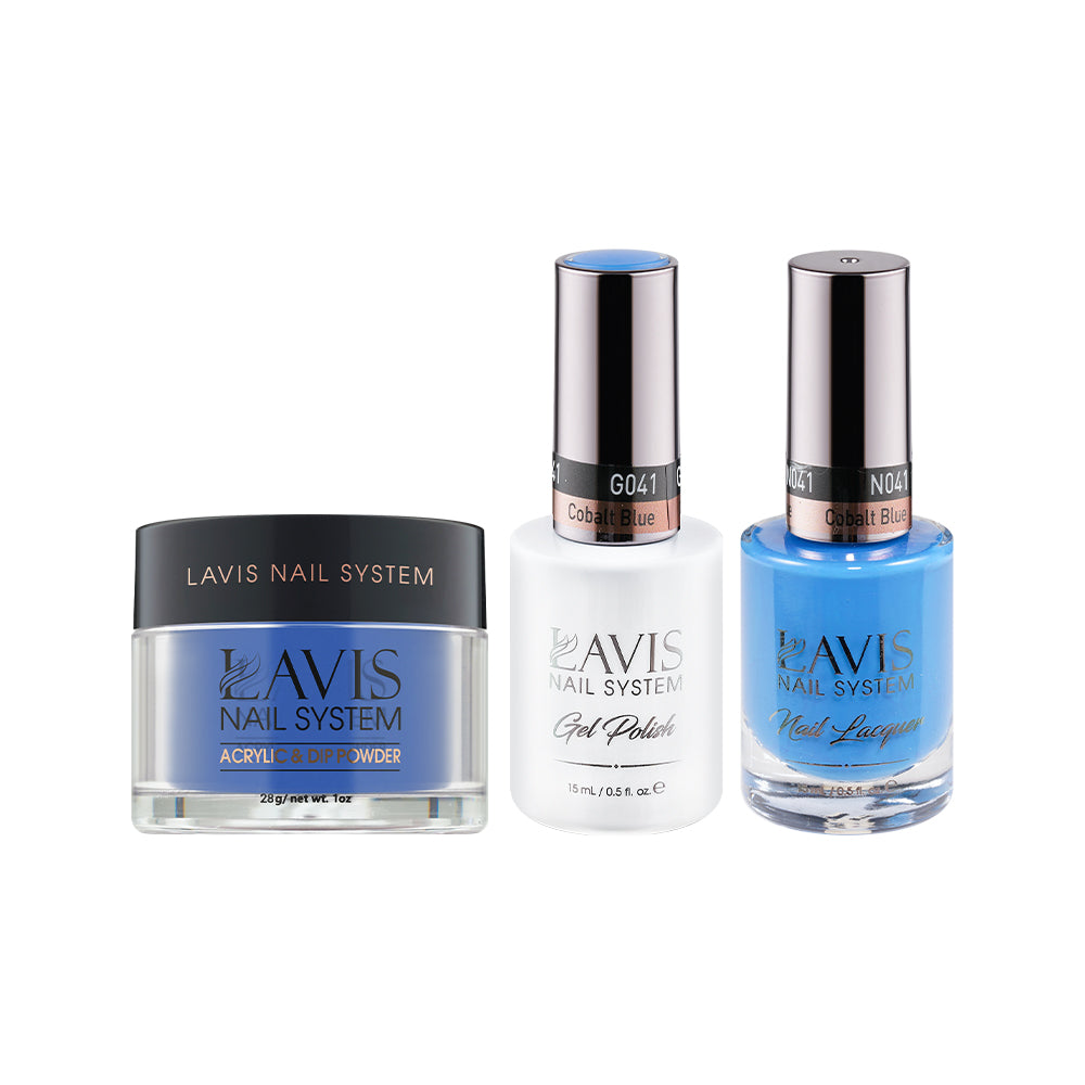LAVIS 3 in 1 - 041 Cobalt Blue - Acrylic & Dip Powder, Gel & Lacquer by LAVIS NAILS sold by DTK Nail Supply