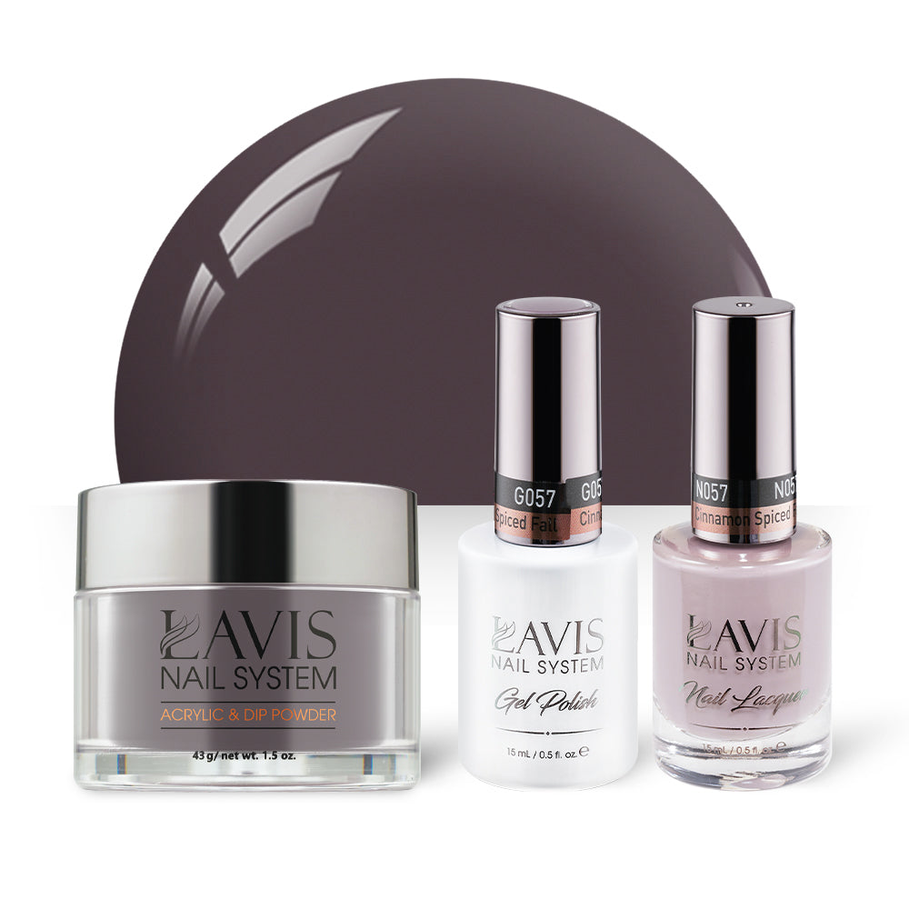 LAVIS 3 in 1 - 057 Cinnamon Spiced Fall - Acrylic & Dip Powder, Gel & Lacquer by LAVIS NAILS sold by DTK Nail Supply