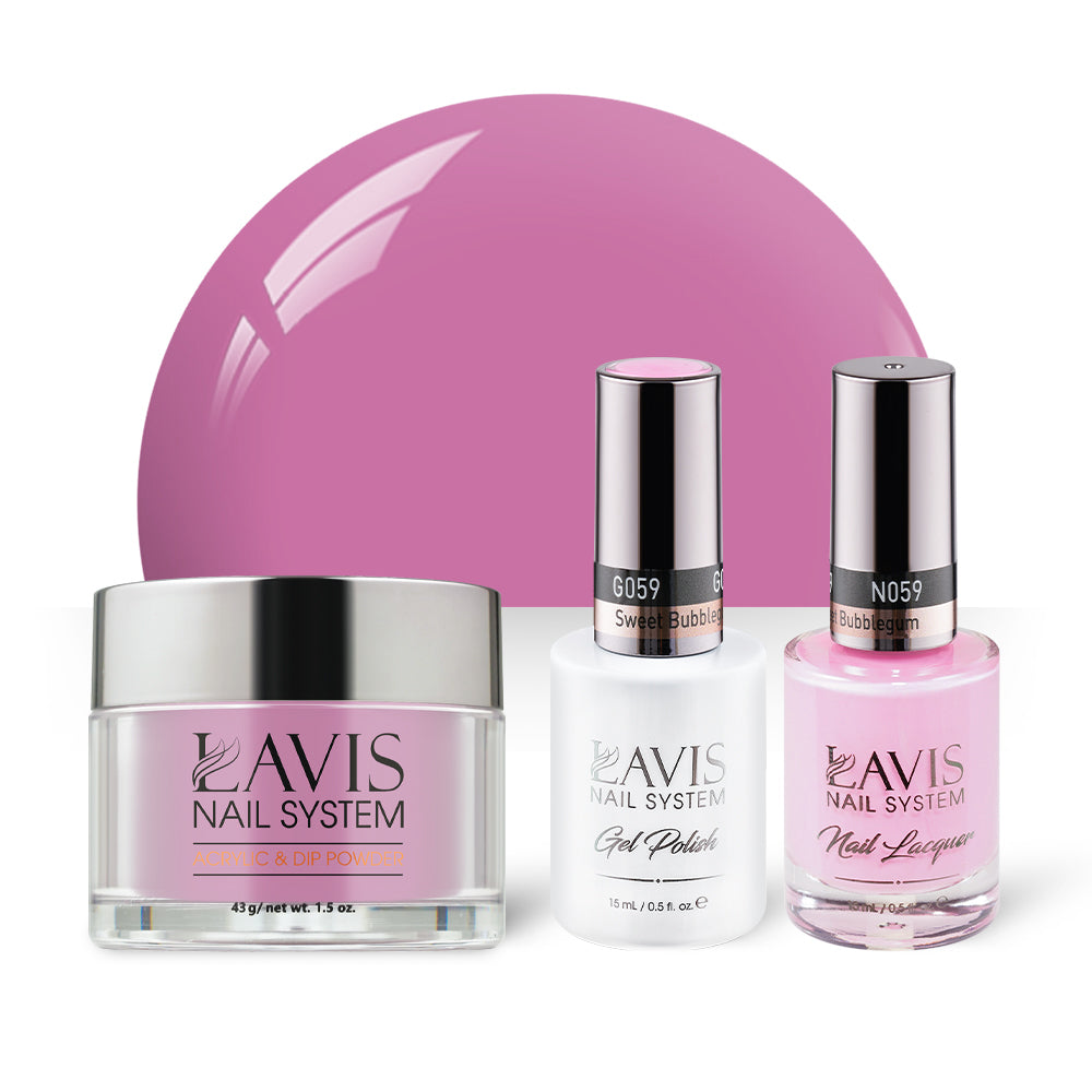 LAVIS 3 in 1 - 059 Sweet Bubblegum - Acrylic & Dip Powder, Gel & Lacquer by LAVIS NAILS sold by DTK Nail Supply