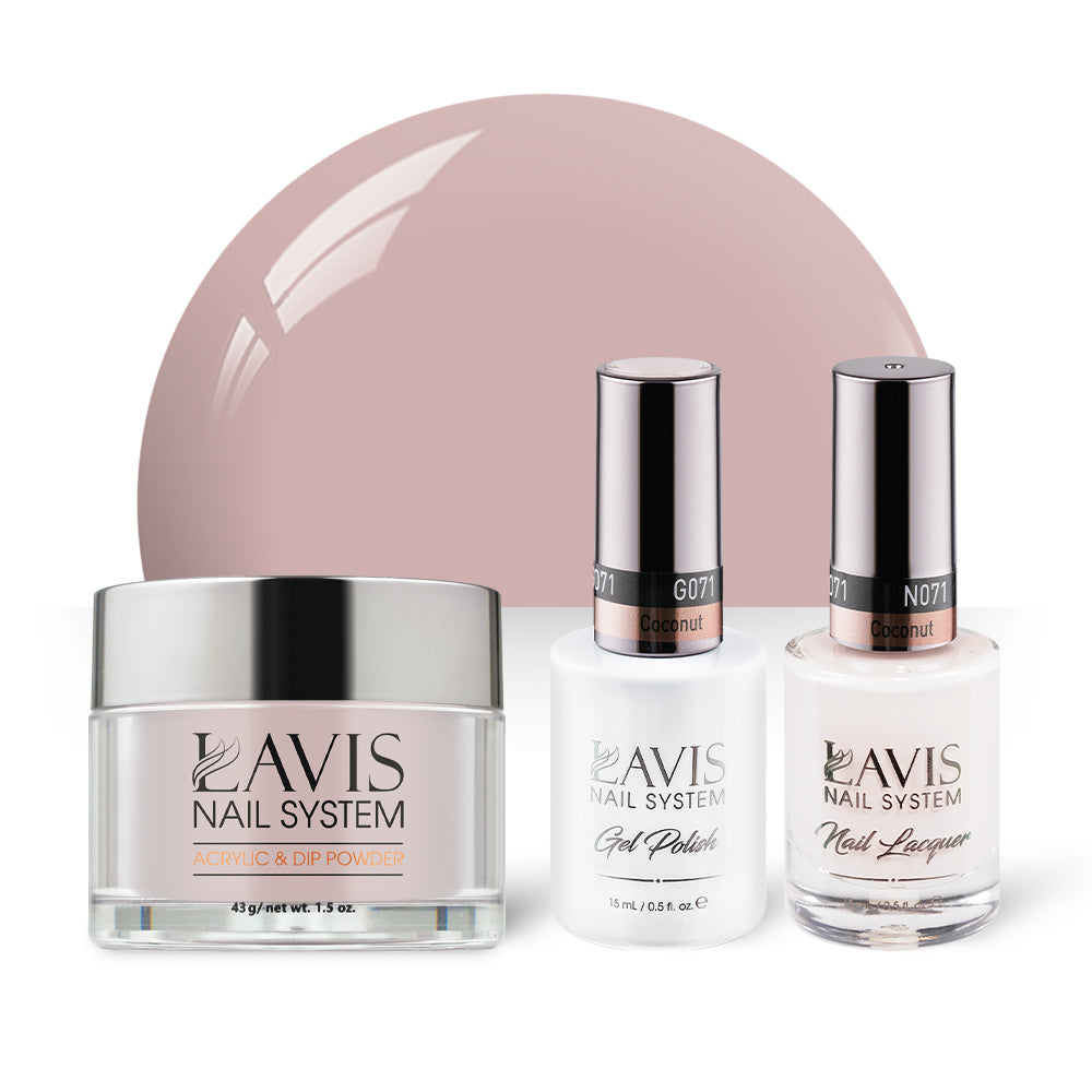 LAVIS 3 in 1 - 071 Coconut - Acrylic & Dip Powder, Gel & Lacquer by LAVIS NAILS sold by DTK Nail Supply