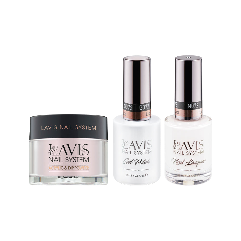 LAVIS 3 in 1 - 072 Lace - Acrylic & Dip Powder, Gel & Lacquer by LAVIS NAILS sold by DTK Nail Supply
