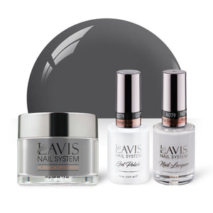 LAVIS 3 in 1 - 079 Metal Gray - Acrylic & Dip Powder, Gel & Lacquer by LAVIS NAILS sold by DTK Nail Supply