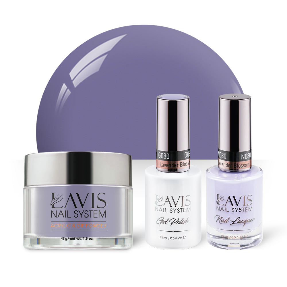 LAVIS 3 in 1 - 080 Lavender Blossom - Acrylic & Dip Powder, Gel & Lacquer by LAVIS NAILS sold by DTK Nail Supply