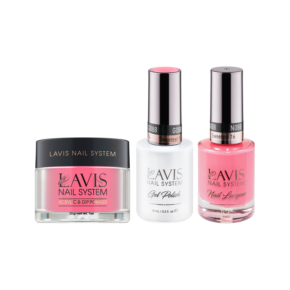 LAVIS 3 in 1 - 088 Sweetest 16 - Acrylic & Dip Powder, Gel & Lacquer by LAVIS NAILS sold by DTK Nail Supply