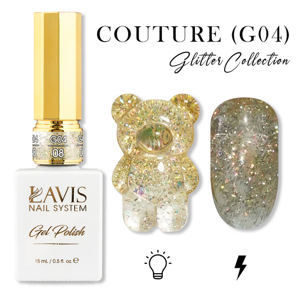 LAVIS Glitter G04 - 08 - Gel Polish 0.5 oz - Couture Collection by LAVIS NAILS sold by DTK Nail Supply