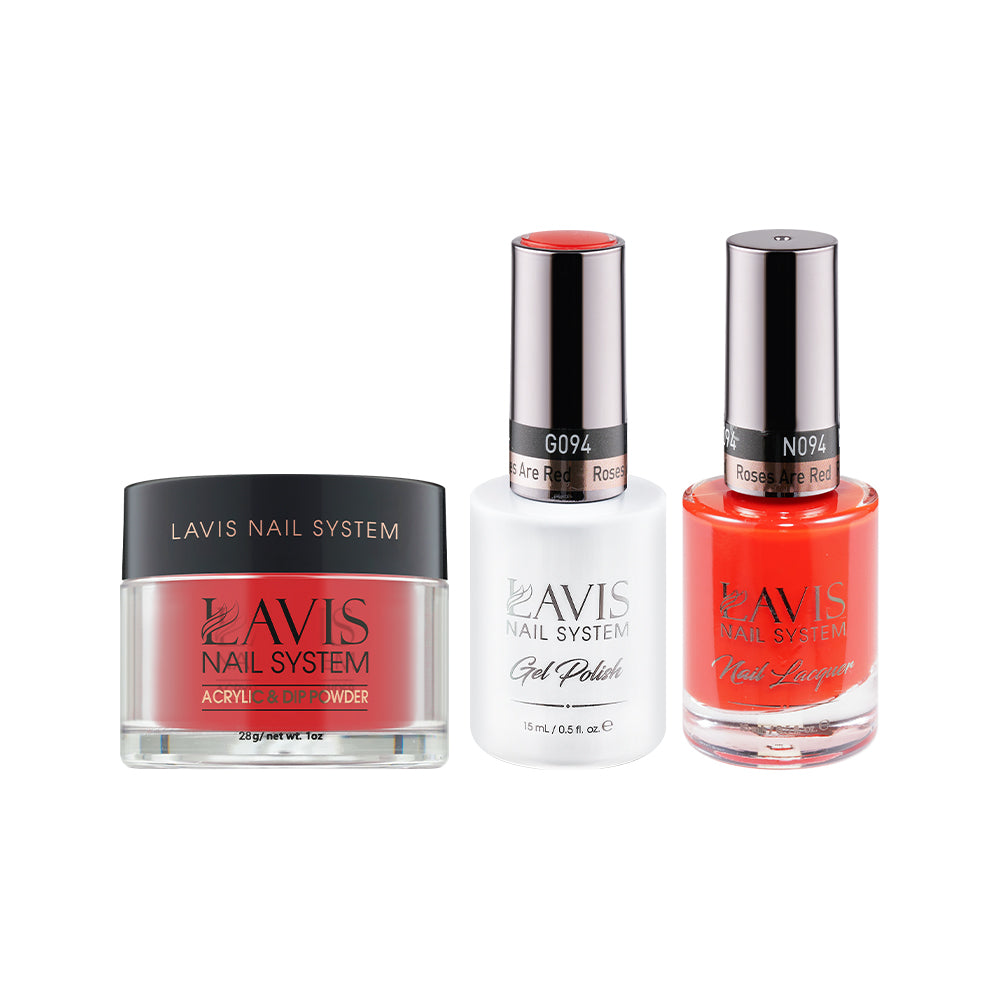 LAVIS 3 in 1 - 094 Roses Are Red - Acrylic & Dip Powder, Gel & Lacquer by LAVIS NAILS sold by DTK Nail Supply