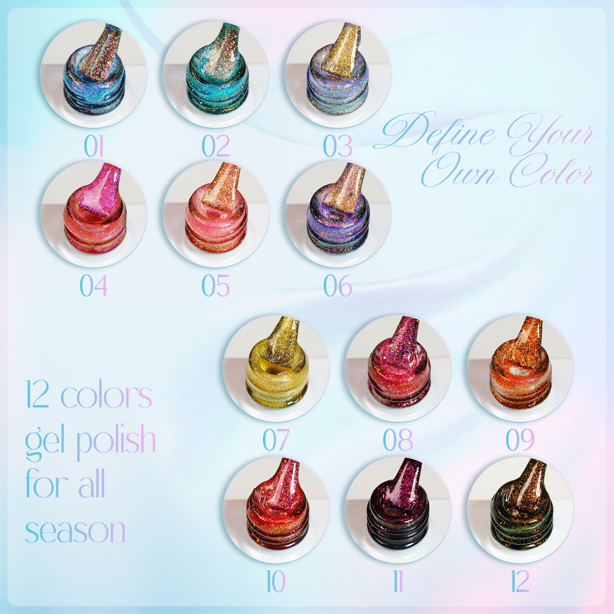 LAVIS MM11 - Gel Polish 0.5oz - Mermaid Lagoon Glitter Collection by LAVIS NAILS sold by DTK Nail Supply