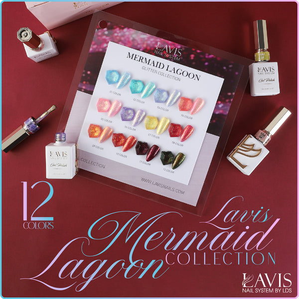 LAVIS MM02 - Gel Polish 0.5oz - Mermaid Lagoon Glitter Collection by LAVIS NAILS sold by DTK Nail Supply