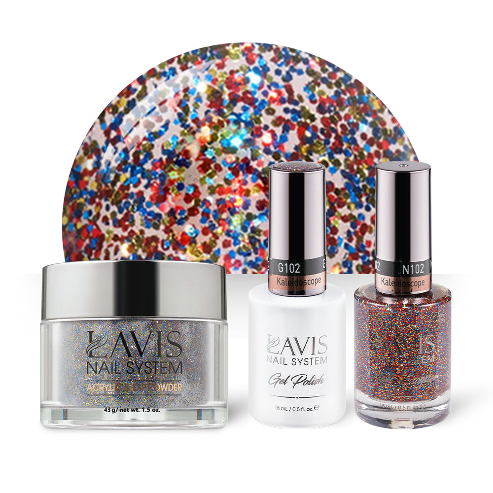 LAVIS 3 in 1 - 102 Kaleidoscope - Acrylic & Dip Powder, Gel & Lacquer by LAVIS NAILS sold by DTK Nail Supply