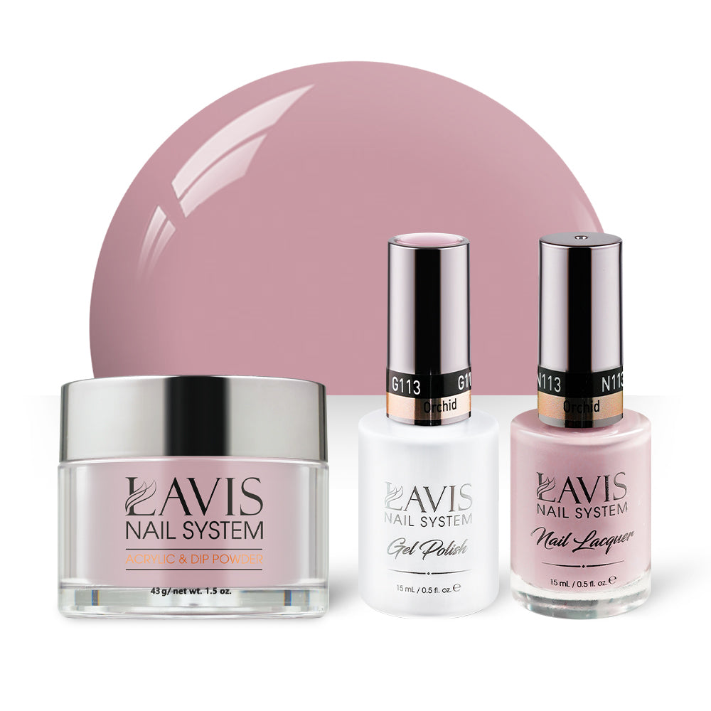 LAVIS 3 in 1 - 113 Orchid - Acrylic & Dip Powder, Gel & Lacquer by LAVIS NAILS sold by DTK Nail Supply