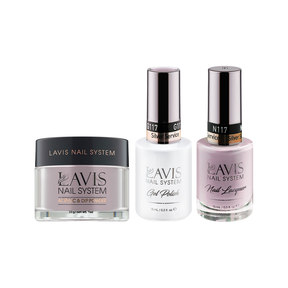 LAVIS 3 in 1 - 117 Silver Service - Acrylic & Dip Powder, Gel & Lacquer by LAVIS NAILS sold by DTK Nail Supply