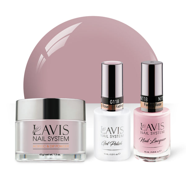 LAVIS 3 in 1 - 118 Fading Rose - Acrylic & Dip Powder, Gel & Lacquer by LAVIS NAILS sold by DTK Nail Supply