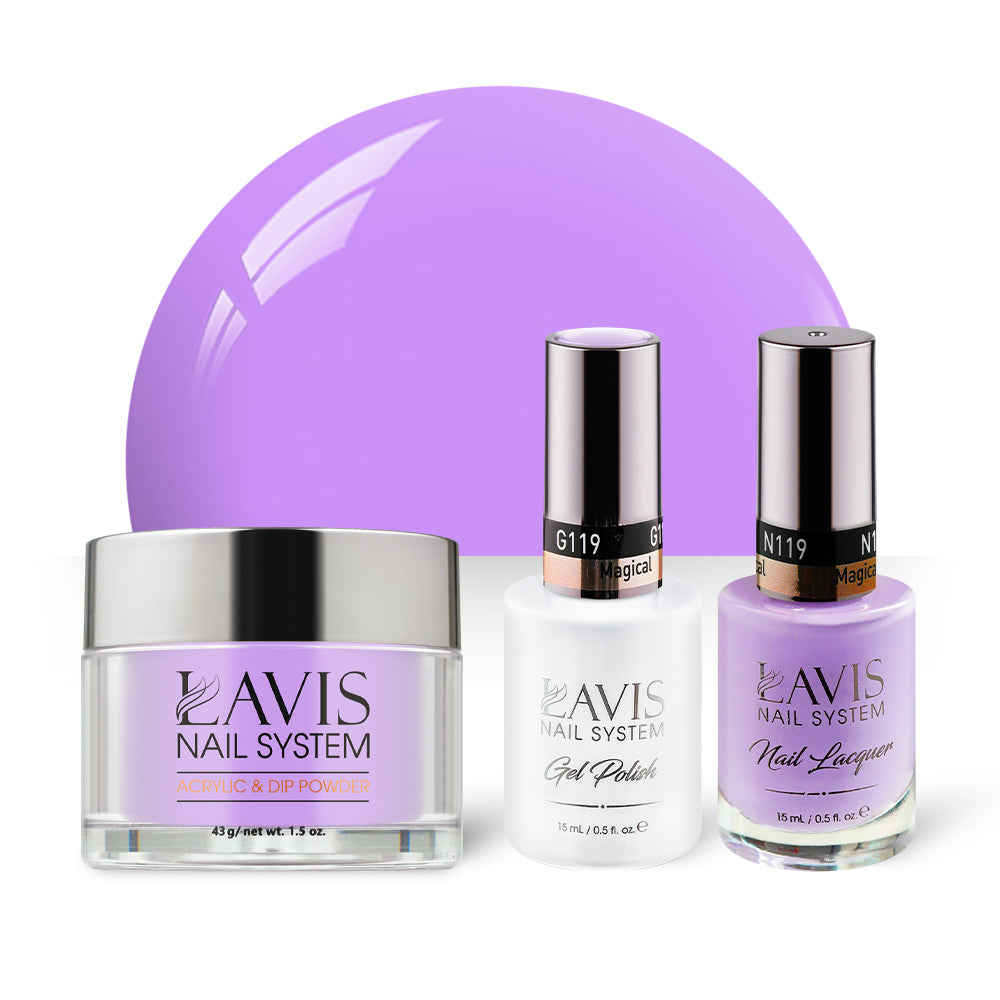 LAVIS 3 in 1 - 119 Magical - Acrylic & Dip Powder, Gel & Lacquer by LAVIS NAILS sold by DTK Nail Supply