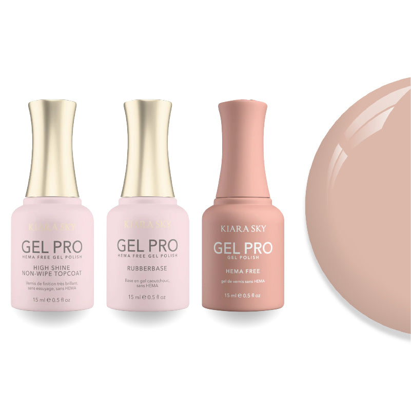 Kiara Sky Gel Pro Polish - HEMA-Free Rubber Base - High-Shine Non-Wipe Top Coat - 011 Peek-A-Boo
