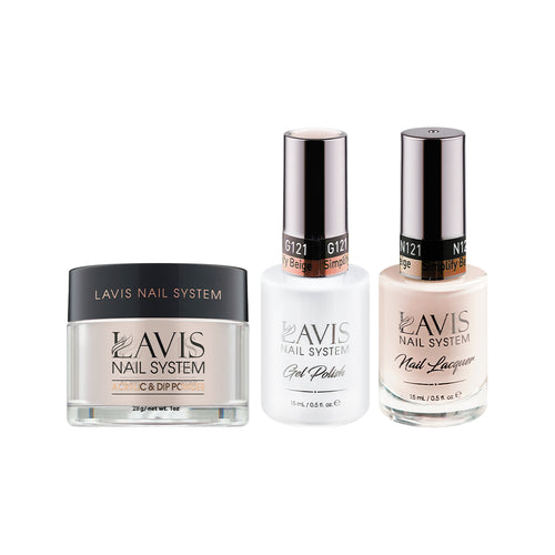 LAVIS 3 in 1 - 121 Simplify Beige - Acrylic & Dip Powder, Gel & Lacquer by LAVIS NAILS sold by DTK Nail Supply