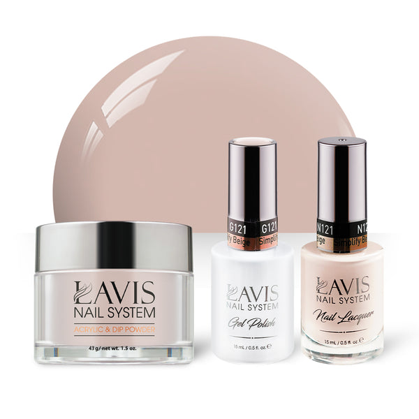 LAVIS 3 in 1 - 121 Simplify Beige - Acrylic & Dip Powder, Gel & Lacquer by LAVIS NAILS sold by DTK Nail Supply