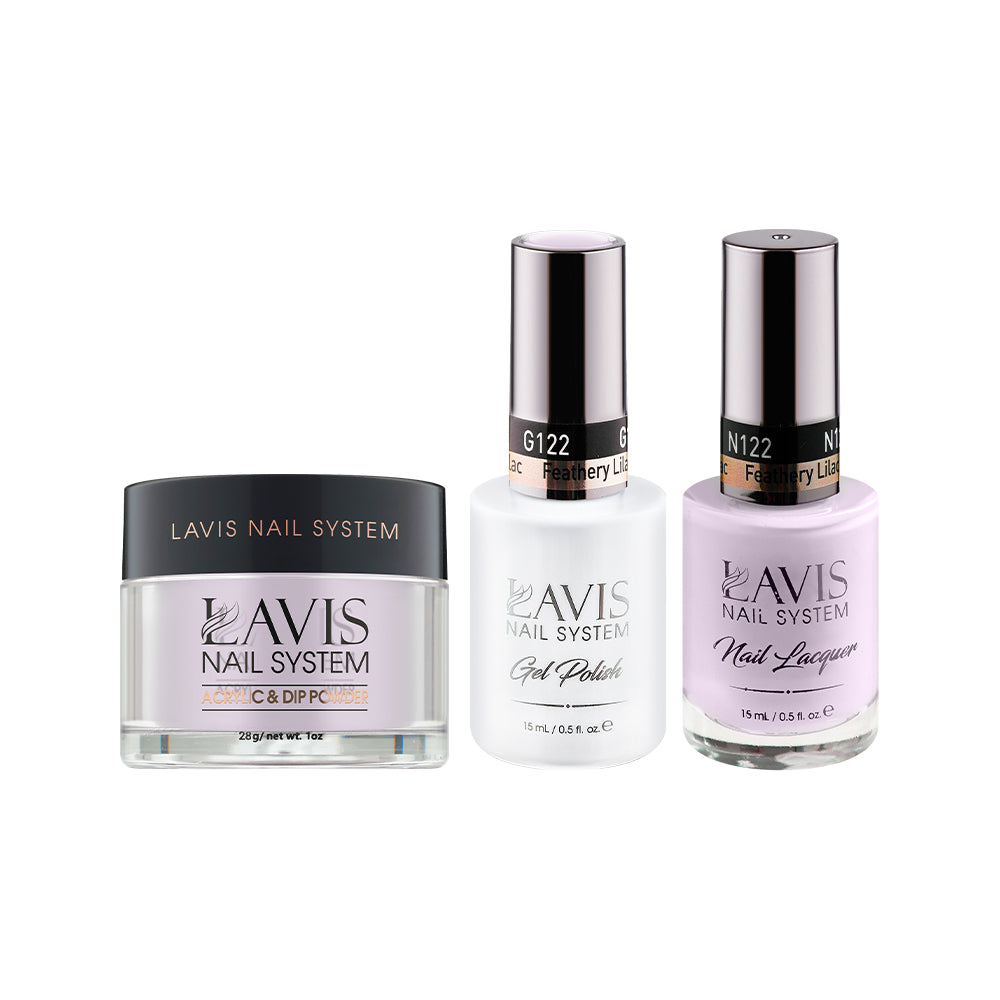 LAVIS 3 in 1 - 122 Feathery Lilac - Acrylic & Dip Powder, Gel & Lacquer by LAVIS NAILS sold by DTK Nail Supply