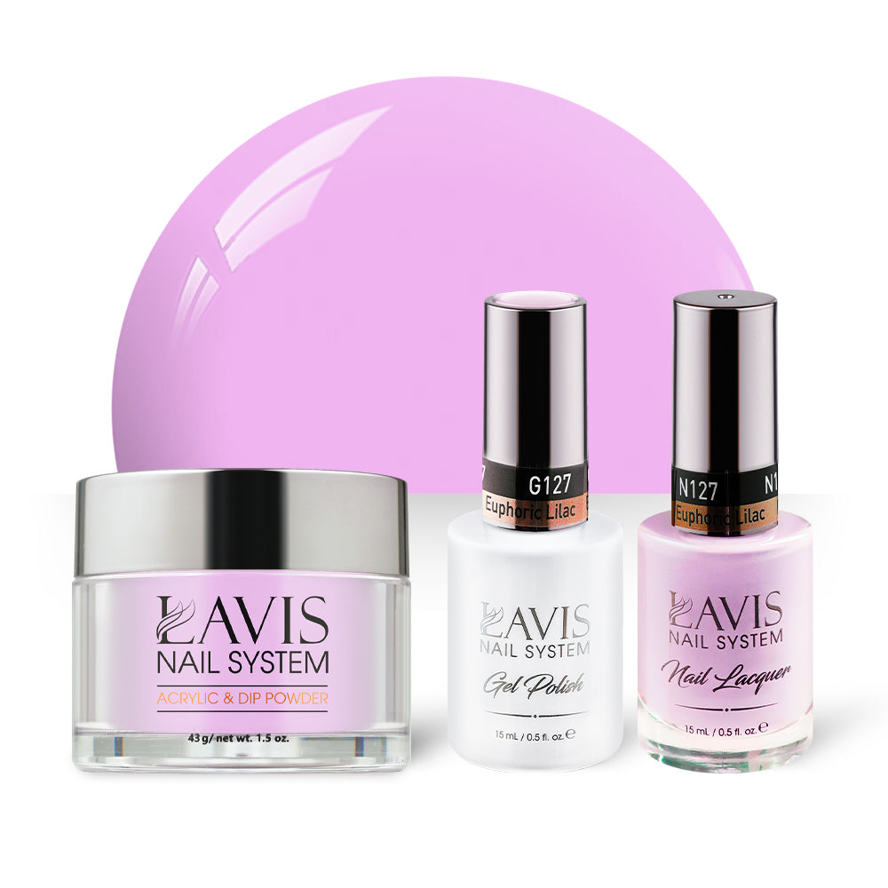 LAVIS 3 in 1 - 127 Euphoric Lilac - Acrylic & Dip Powder, Gel & Lacquer by LAVIS NAILS sold by DTK Nail Supply