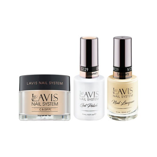 LAVIS 3 in 1 - 129 Creamery - Acrylic & Dip Powder, Gel & Lacquer by LAVIS NAILS sold by DTK Nail Supply