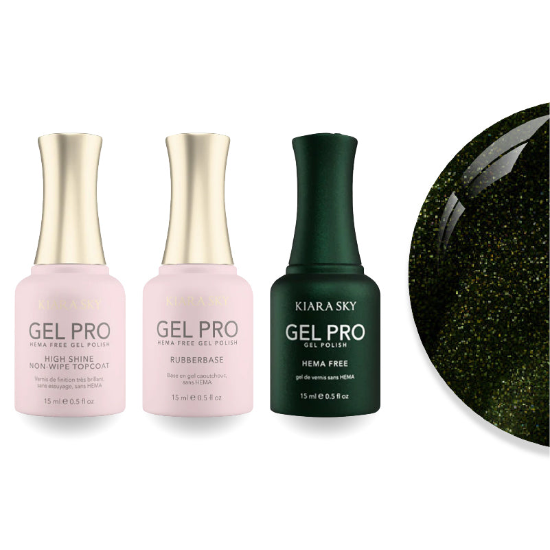 Kiara Sky Gel Pro Polish - HEMA-Free Rubber Base - High-Shine Non-Wipe Top Coat - 131 Glamouflage