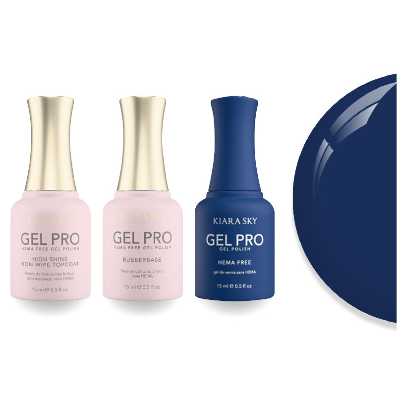 Kiara Sky Gel Pro Polish - HEMA-Free Rubber Base - High-Shine Non-Wipe Top Coat - 133 Dodge Her Blues