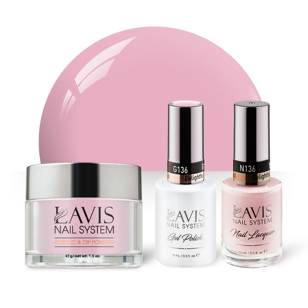 LAVIS 3 in 1 - 136 Delightful - Acrylic & Dip Powder, Gel & Lacquer by LAVIS NAILS sold by DTK Nail Supply