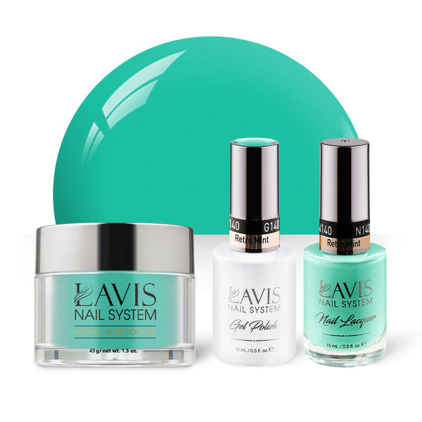 LAVIS 3 in 1 - 140 Retro Mint - Acrylic & Dip Powder, Gel & Lacquer by LAVIS NAILS sold by DTK Nail Supply
