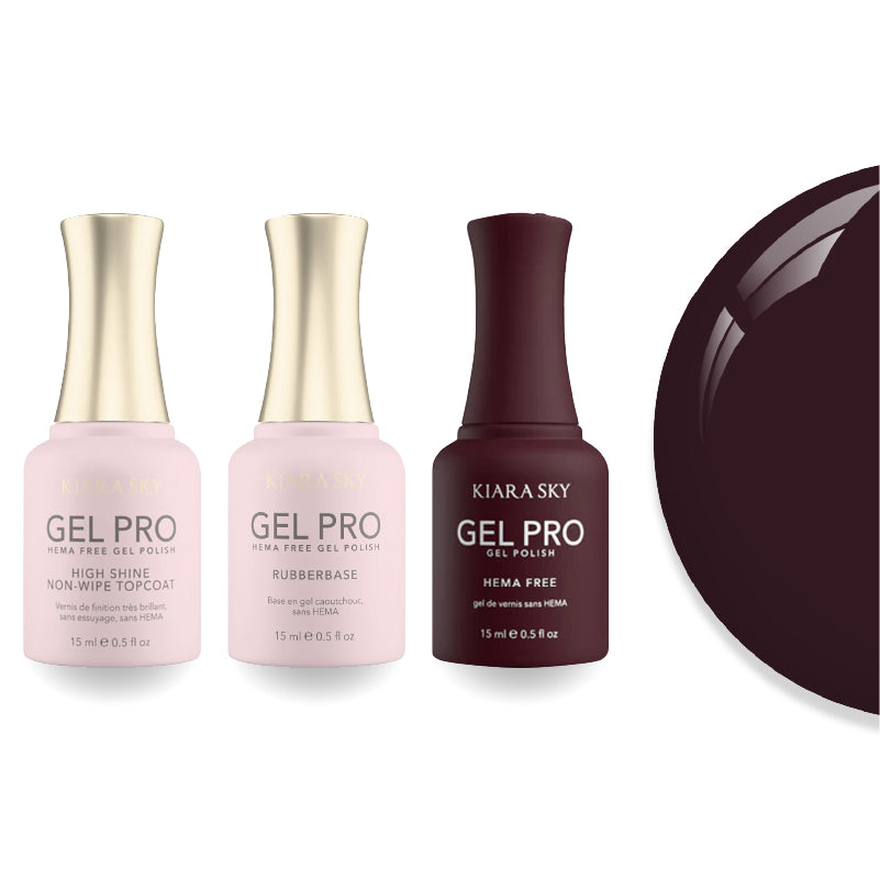 Kiara Sky Gel Pro Polish - HEMA-Free Rubber Base - High-Shine Non-Wipe Top Coat - 141 Wine And Only