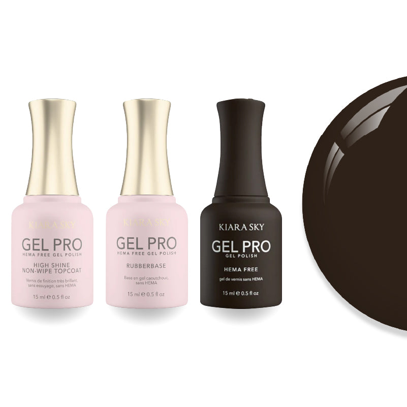 Kiara Sky Gel Pro Polish - HEMA-Free Rubber Base - High-Shine Non-Wipe Top Coat - 145 All Bark