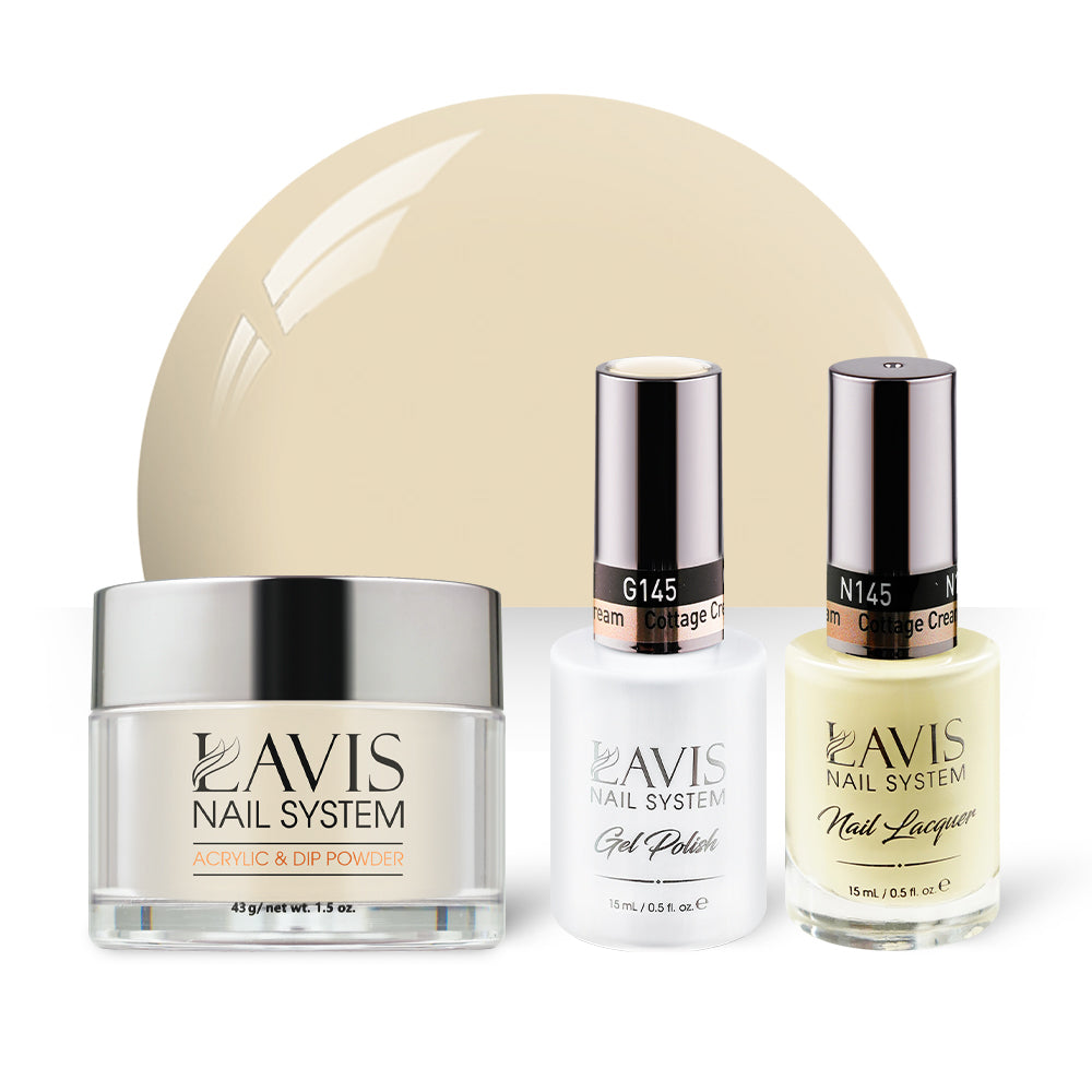 LAVIS 3 in 1 - 145 Cottage Cream - Acrylic & Dip Powder, Gel & Lacquer by LAVIS NAILS sold by DTK Nail Supply