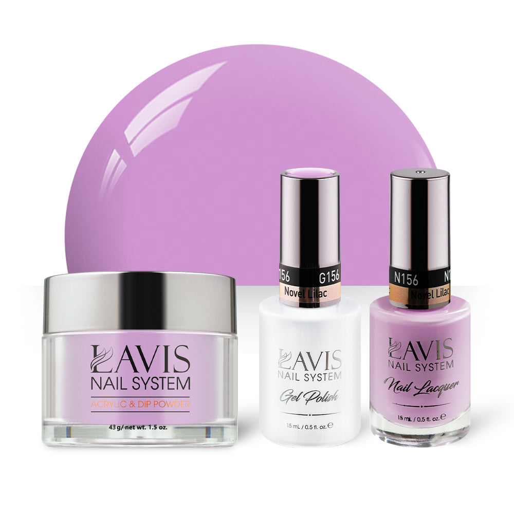 LAVIS 3 in 1 - 156 Novel Lilac - Acrylic & Dip Powder, Gel & Lacquer by LAVIS NAILS sold by DTK Nail Supply