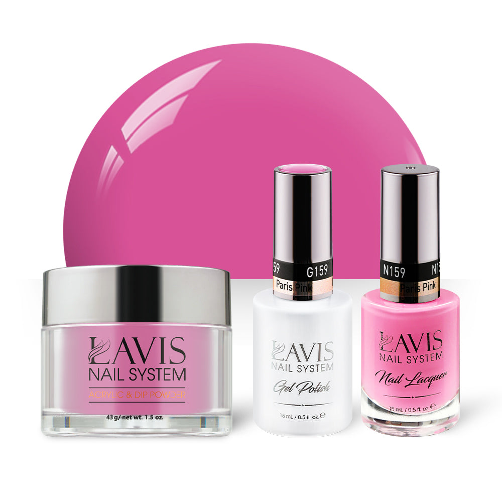 LAVIS 3 in 1 - 159 Paris Pink - Acrylic & Dip Powder, Gel & Lacquer by LAVIS NAILS sold by DTK Nail Supply