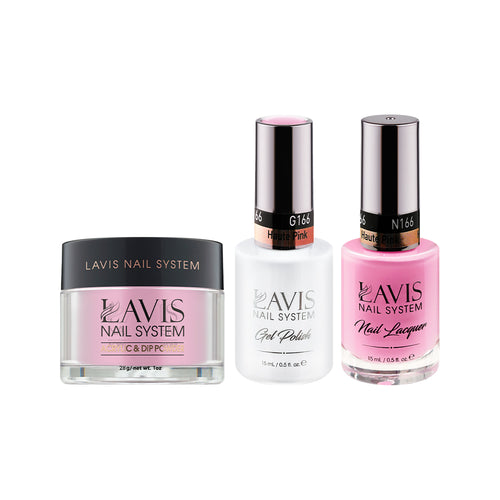 LAVIS 3 in 1 - 166 Haute Pink - Acrylic & Dip Powder, Gel & Lacquer by LAVIS NAILS sold by DTK Nail Supply