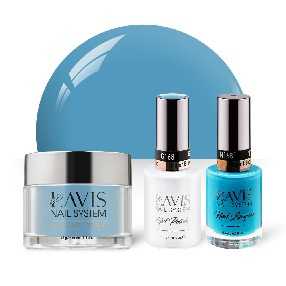 LAVIS 3 in 1 - 168 Major Blue - Acrylic & Dip Powder, Gel & Lacquer by LAVIS NAILS sold by DTK Nail Supply