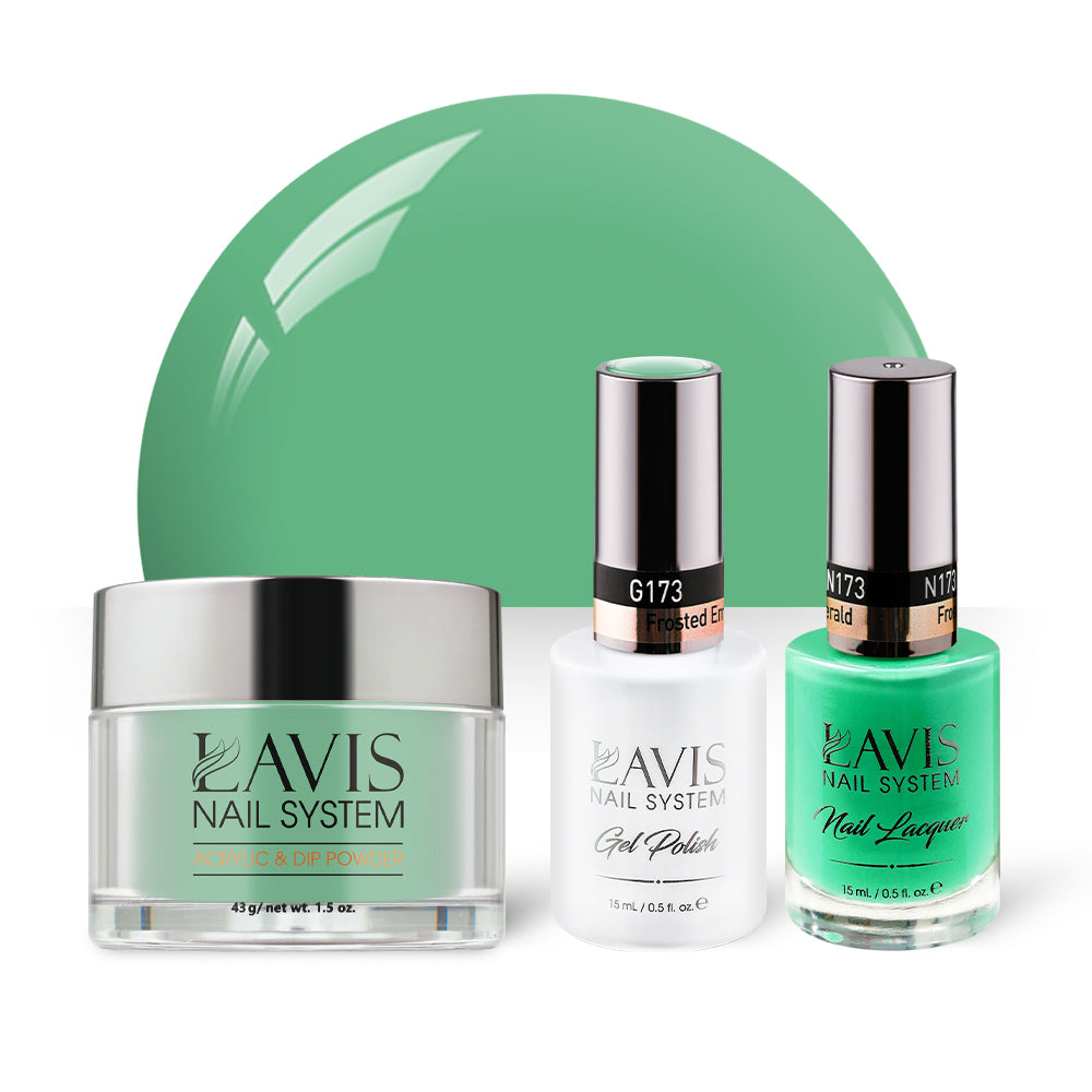 LAVIS 3 in 1 - 173 Frosted Emerald - Acrylic & Dip Powder, Gel & Lacquer by LAVIS NAILS sold by DTK Nail Supply