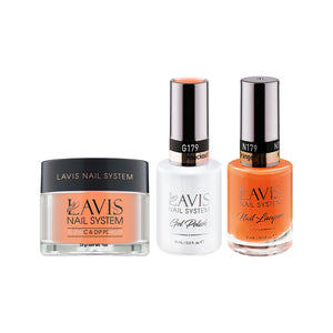 LAVIS 3 in 1 - 179 Knockout Orange - Acrylic & Dip Powder, Gel & Lacquer by LAVIS NAILS sold by DTK Nail Supply