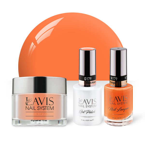 LAVIS 3 in 1 - 179 Knockout Orange - Acrylic & Dip Powder, Gel & Lacquer by LAVIS NAILS sold by DTK Nail Supply
